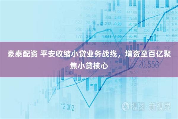 豪泰配资 平安收缩小贷业务战线，增资至百亿聚焦小贷核心